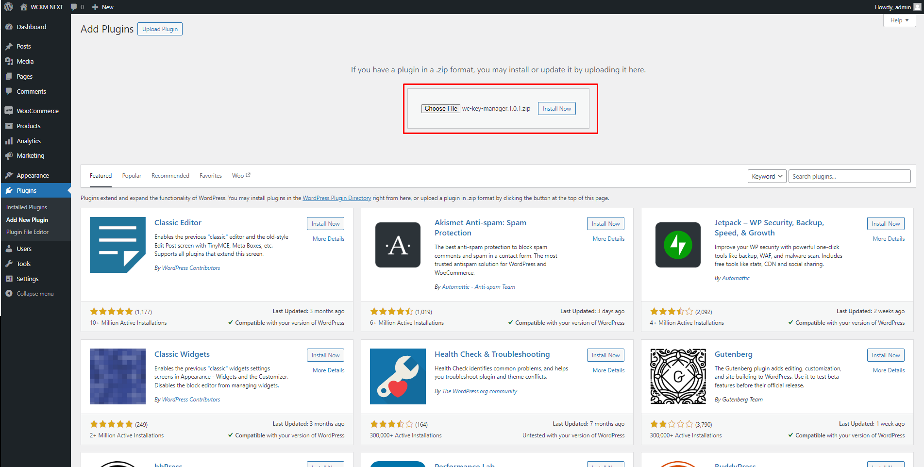 Pin Key Plugin Installation & Activation - WC Key Manager